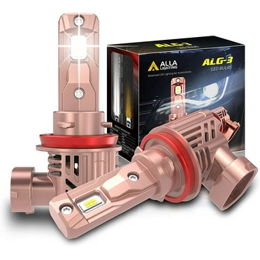 Alla Lighting Extreme Super Bright H8 H9 H11 LED Headlights Bulbs, 6000K~6500K Xenon White, 1:1 Design High Beam, Low Beam Conversion Kits Headlamps, or Fog Lights, DRL Lamps Replacement