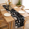 thumbnail image 3 of Coffee Black Table Runner - 70 Inch Long, Kitchen Dining Table Runner Dresser Scarves, Brown Beans Cup Dessert Drink Monochrome Farmhouse Decor for Coffee Tables Wedding Party Banquet, 3 of 8