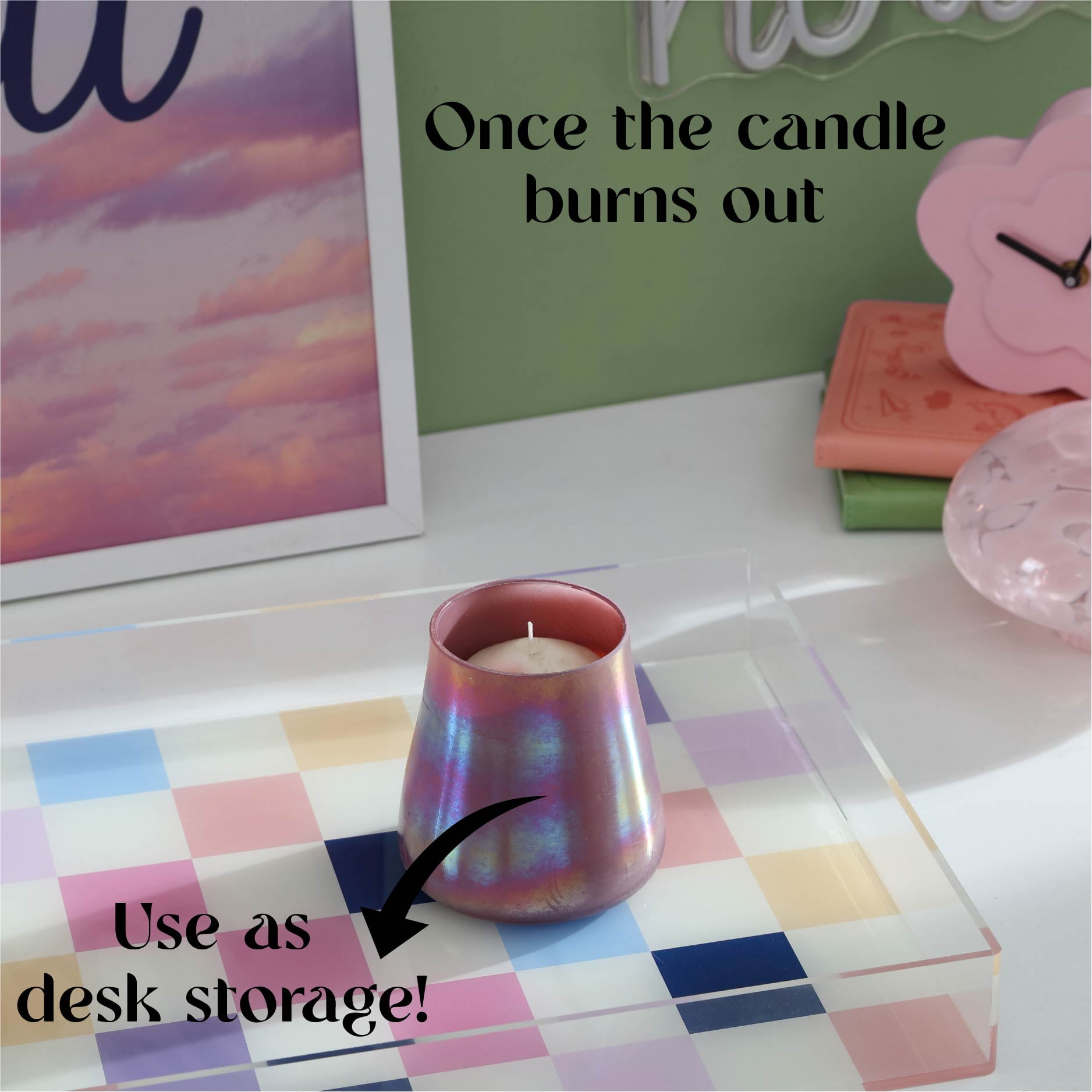 Urban Shop 6.7" x 5.9" Lidded Iridescent Purple Mushroom Candle