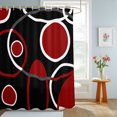 thumbnail image 4 of Shower Curtains for Bathroom, Black Red Waterproof Fabric Shower Curtain, White Circle Geometric Abstract Texture Decorative Bathroom Curtain for Bathtub, 72"x78", No Hooks Included, 4 of 9