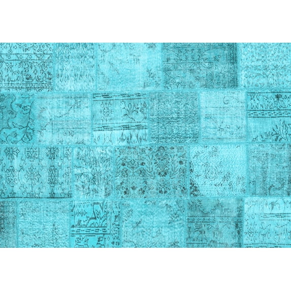 Ahgly Company Indoor Rectangle Patchwork Light Blue Transitional Area Rugs, 8' x 10'