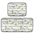 thumbnail image 2 of Dailycode 2 Pcs Kitchen Rug Set Non Slip Absorbent Soft Floor Mats for Kitchen Bathroom Daisy Flower on Black White Stripes 19.7"x27.6"+19.7"x47.2", 2 of 7