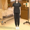 thumbnail image 2 of Runquan Women Uniform Scrub Set Nurse Uniform Durable V Neck Machine Washable Breathable M, 2 of 4