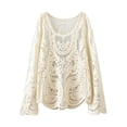 thumbnail image 2 of Crochet Swimsuit Cover Up for Women Long Sleeves Boho Top Boho Clothes for Women, 2 of 4