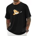 thumbnail image 1 of Mens Cartoon Bear Zipper T-Shirt - Stylish Crew Neck, Short Sleeves, Athletic Fit - Ultra-Comfortable, Breathable for Summer & Spring, Versatile Wear - Adorable Gift Option, Casual Sporty Tee, 1 of 5