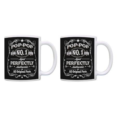 

ThisWear Pop-Pop Birthday Presents Authentic Original Parts Pop-Pop 11 ounce 2 Pack Coffee Mugs Black