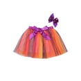 thumbnail image 3 of ITFABS Jupe Bulle Taille Haute Colorée Décontractée pour Enfants avec Nœud et Pince à Cheveux, 3 of 8
