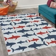 thumbnail image 2 of Sea Animals Decorative Rug, Monochrome Shark Illustration Fashion Maritime Illustration Aquatics, Quality Carpet for Bedroom Dorm and Living Room, 6 Sizes, Navy Blue, by Ambesonne, 2 of 4