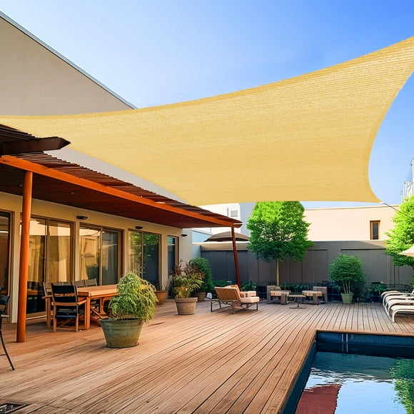 Shade&Beyond 8 x 10 Sun Sail Shade Canopy Rectangle Sand 185GSM Shade Sail for Patio Deck Yard Backyard Outdoor Facility and Activities