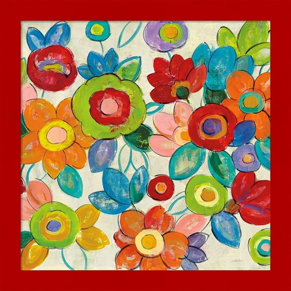 Great Art Now Decorative Flowers Bright Crop by Silvia Vassileva, Framed Wall Art, 14W x 14H
