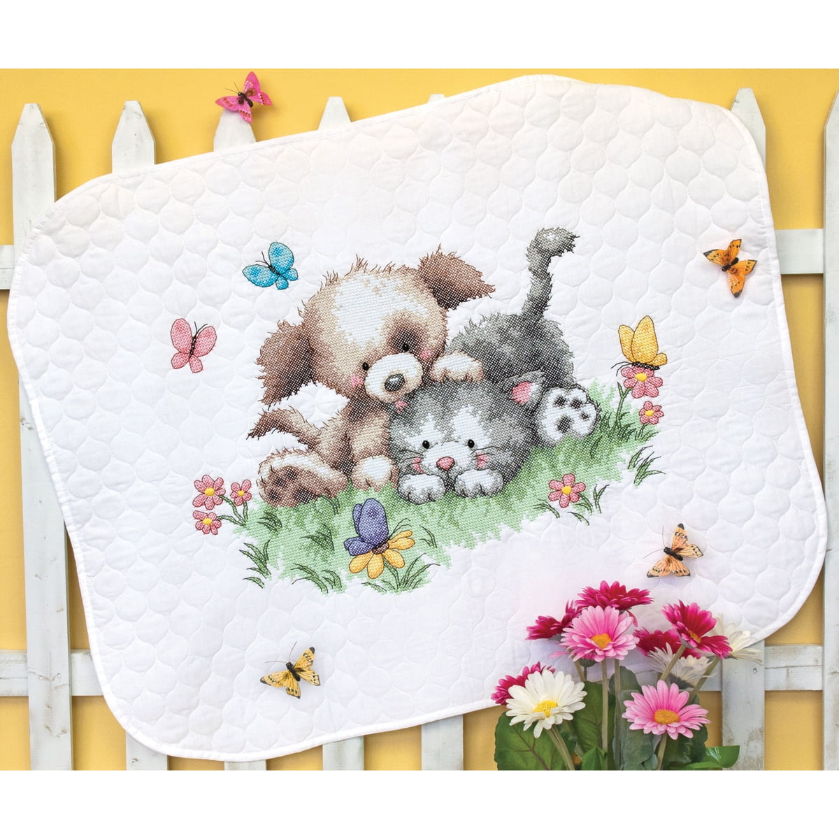 Dimensions Pet Friends Baby Quilt Stamped Cross Stitch Kit