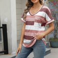 thumbnail image 5 of ZyeKqe Womens Summer T Shirts Short Sleeve Shirts Casual V Neck Top Striped Loose Fitted, 5 of 8
