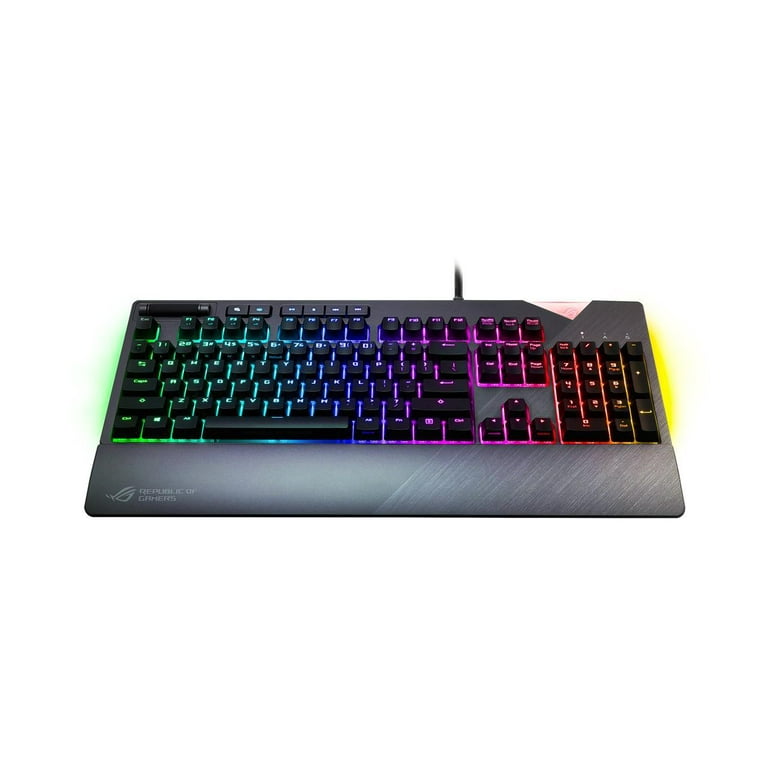 ASUS ROG Strix Flare Cherry MX Red Aura Sync RGB Mechanical Gaming Keyboard with Switches Customizable Badge USB Pass Through and Media Controls