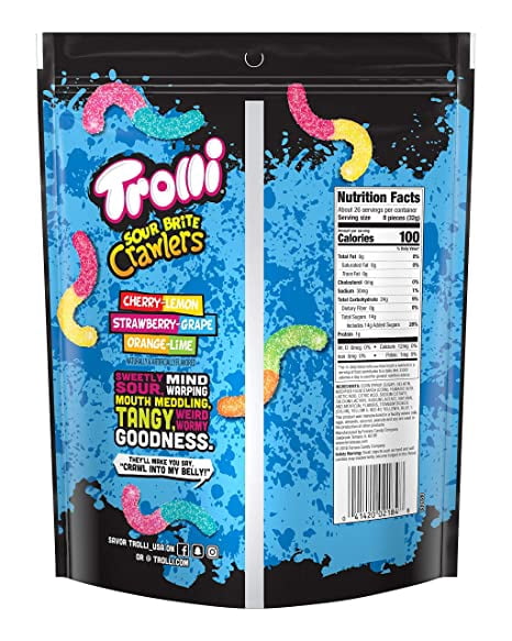 Trolli Crawlers Sour Brite Gummi Candy Party Size 40 oz