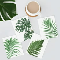 PixonSign Adhesive Wall Art Green Palm Leaf Forest Fern Posters, Set of 4 Nature Wilderness Tropical Plants Canvas Prints, Floral Botanical Illustrations Wall Décor for Home - 11"x14"