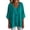 Blue, variant on Cotton Linen Blouse For Women, V Neck Ruffle Front 3/4 Sleeve Shirt, Loose Fit Cinched Waist Casual Top, Breathable Summer Work Blouse Blue XL