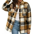 thumbnail image 3 of Womens Plaid Shacket Button Down Long Sleeve Lapel Shirt Jacket Oversized Lightweight Fashion Casual Shirts with Pockets, 3 of 3