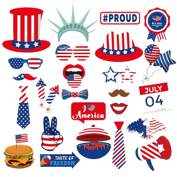Photo Booth Props, 4Th of July Decorations, Party Supplies and Decorations, 11X14 In, Patriotic Decor, 4Th of July Sign, Star Decor, Bald, 1 Set