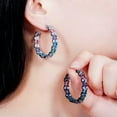 thumbnail image 4 of Beauty Big Circle Round Black Gold Plated Multi Color Blue CZ Women Hoop Earring, 4 of 9