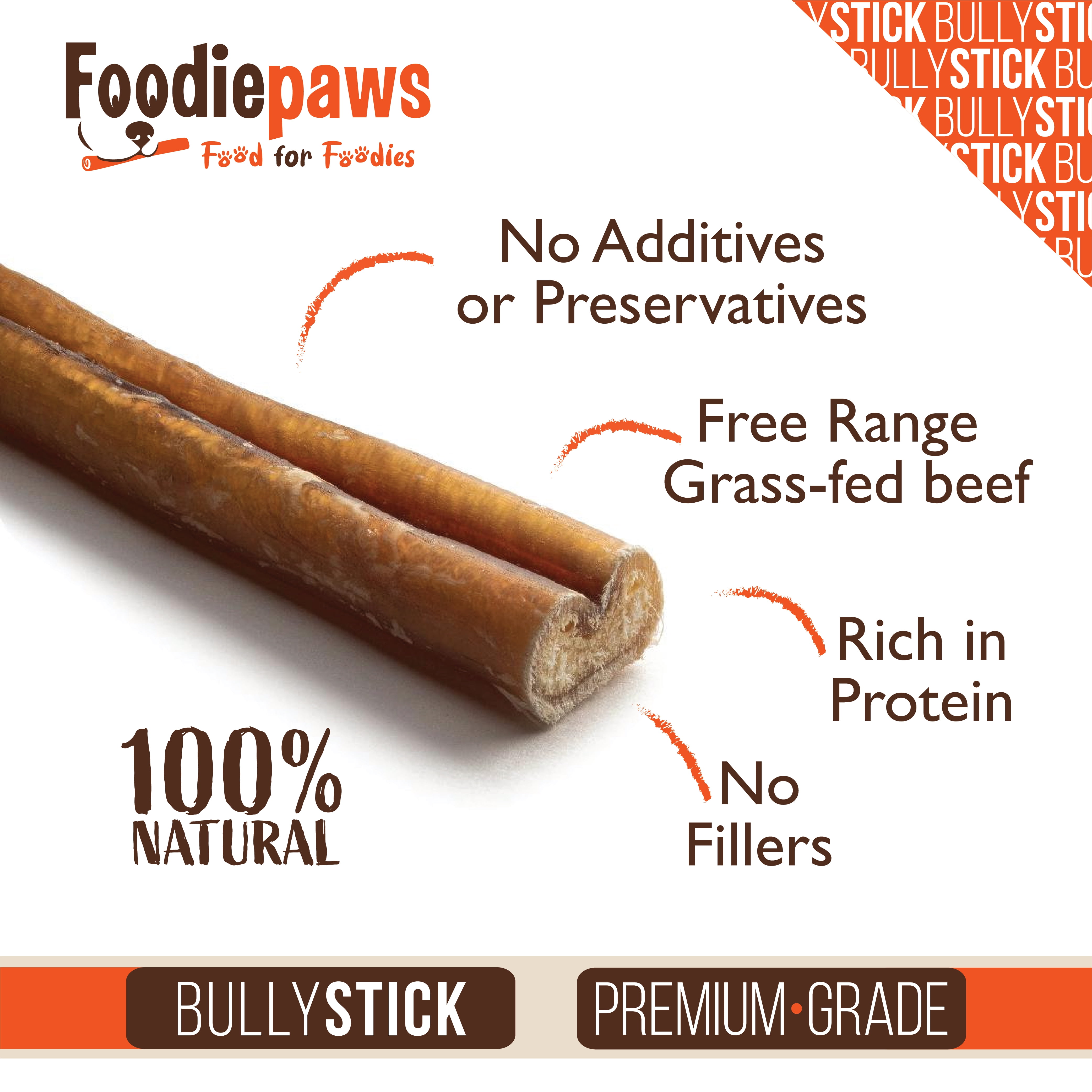 Foodiepaws All Natural 4-inch Bully Sticks Odor free USA Packed for Small, Medium Dogs-100% Free-Range Grass-Fed Beef–Single Ingredient Grain & Rawhide Free-Longer Lasting Dental Dog Chews (1lb)