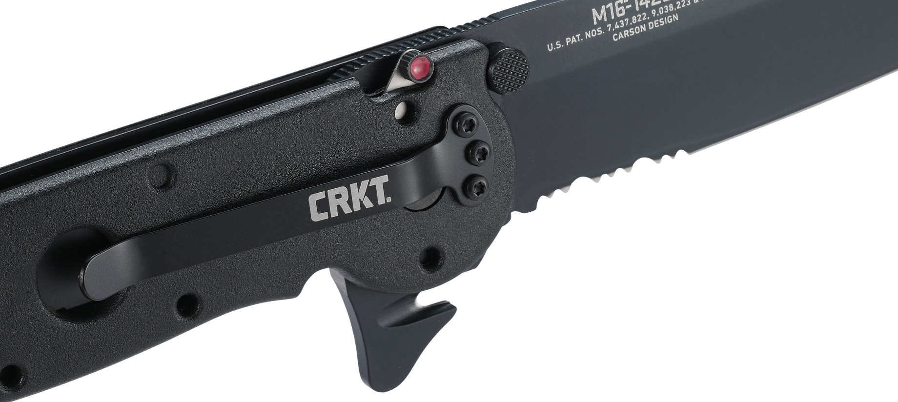 CRKT M16-14ZLEK Folding Knife with Liner Lock: AUS 8 Triple Point Serrations Blade, Glass-Reinforced Nylon Handle, Reversible Pocket Clip, M16-14ZLEK