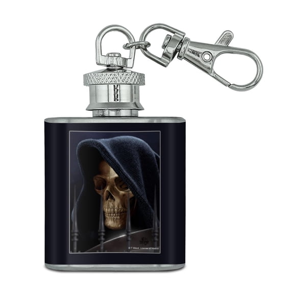 Grim Reaper Dead Death Fantasy Stainless Steel 1oz Mini Flask Key Chain