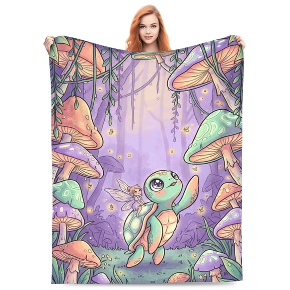 Sea Turtle Throw Blanket | Soft Flannel Blanket with Turtle Pattern – Cozy All Season Couch Blanket 50x40