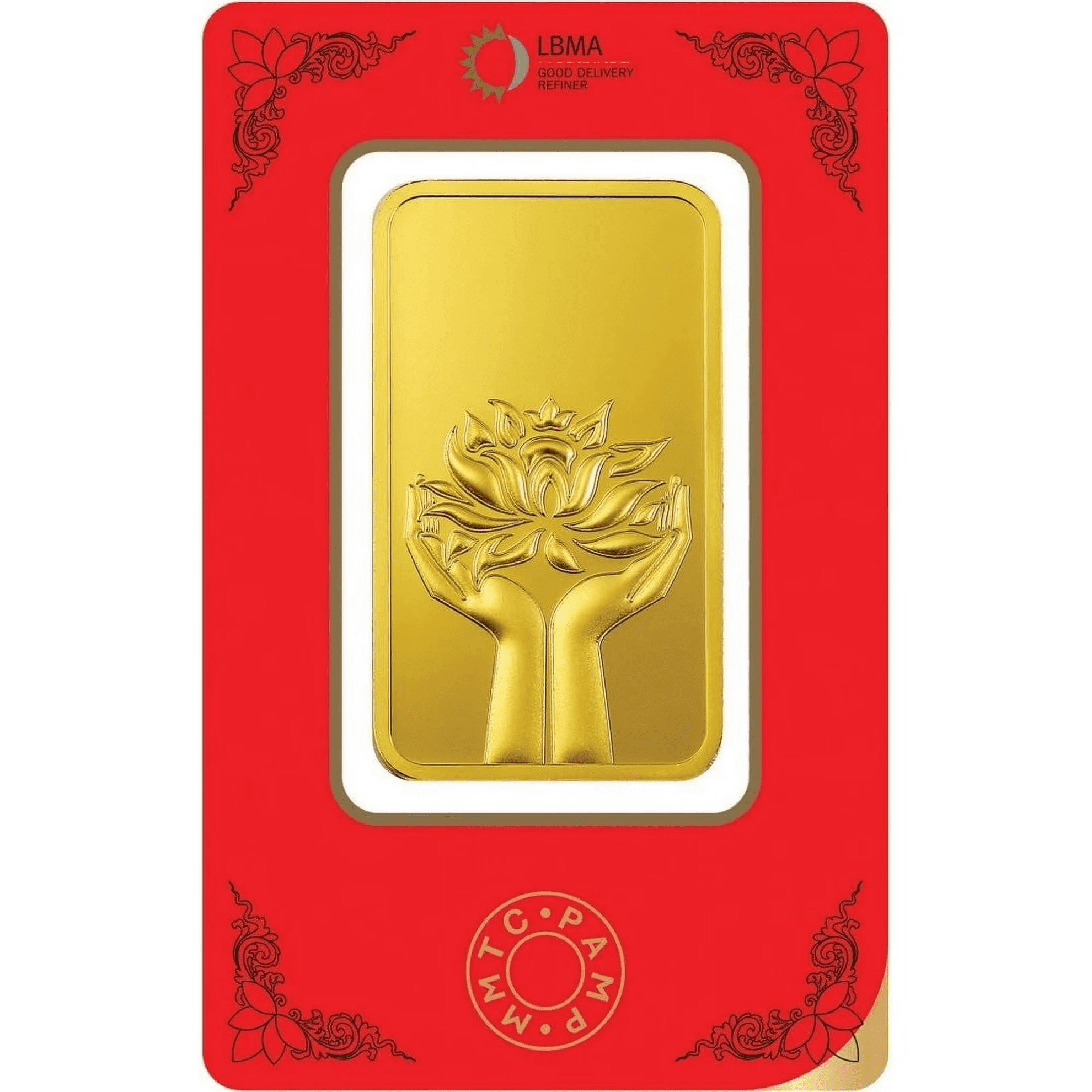 Pamp MMTC Lotus 20 Gram Gold Bar - Large Card Assay
