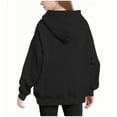 thumbnail image 3 of Lenpel Girls' Oversized Hoodies Casual Long Sleeve Hooded Tunic Sweatshirts Pullover Sweatshirt Tops with Pockets for Kids(Black,6-7 Years), 3 of 6