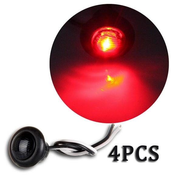 ECCPP Universal 4 Pack 3/4" Round Red Side Marker Light   Grommet Smoke Lens fit for Truck Pickup Boat Trail LED Side Marker Clearance Identification Light