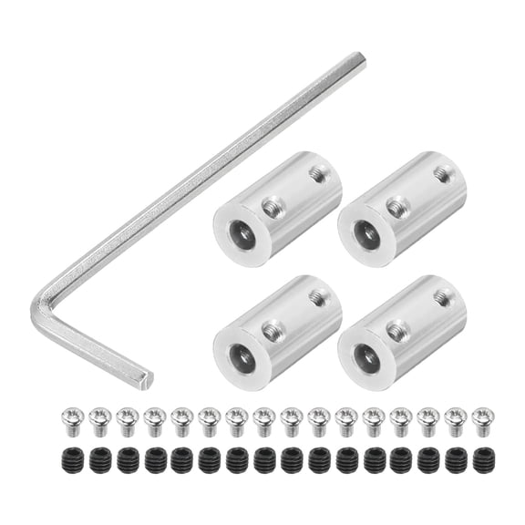 6mm to 6mm Bore Rigid Coupling Aluminum Alloy Shaft Coupler Connector for 3D Printers DIY Car Boat Silver 4pcs