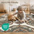 thumbnail image 4 of ODIKA 8'x10' Washable Area Rug Durable, Non-Slip Vintage Layout Distressed Scroll Border Cream Farmhouse Boho Large Refined for Living Room, Under Sectional, Family, 4 of 7