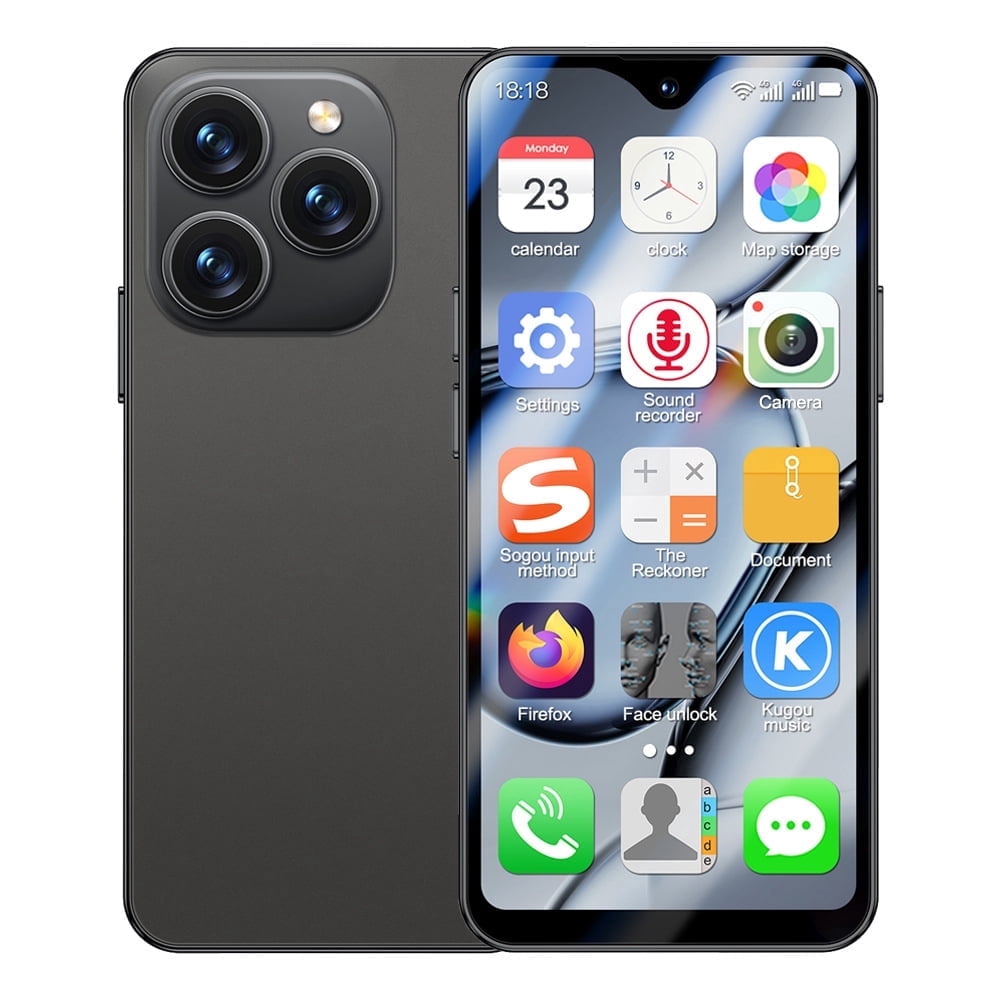 Mini 4G Smartphone Unlocked with 4.3 Inch Full Screen, Android Smart Phone Dual SIM Dual Camera 2750mAh Facial Recognition Bluetooth WiFi Student Pocket Cellphone (Black)