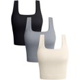 thumbnail image 1 of SURJDE Women's 3 Piece Tank Tops Ribbed Seamless Workout Exercise Shirts Yoga Crop Tops, 1 of 6