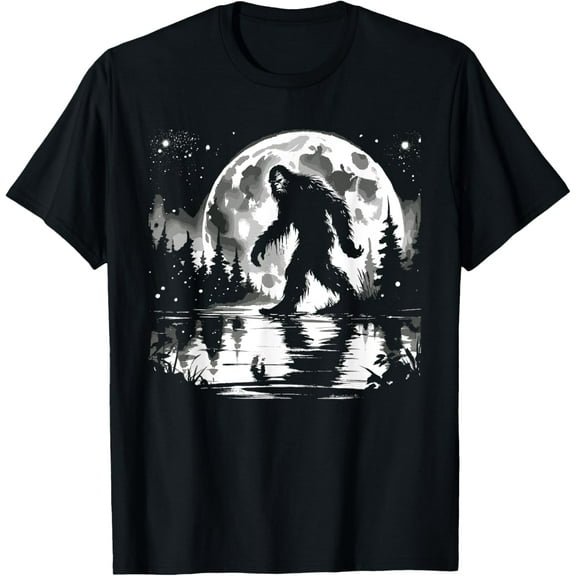 Moon Bigfoot Sasquatch Men Women Kids Cool Bigfoot T-Shirt men and women can wear, black, white, gifts