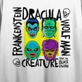 thumbnail image 2 of Universal Monsters Neon Scribble Character Heads Crew Neck Short Sleeve Women's White Crop Top-Large, 2 of 4