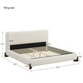 thumbnail image 2 of Christopher Knight Home Boucle Upholstered King Bed with Curved Wood legs, White, 2 of 6