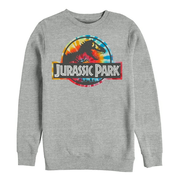 Men's Jurassic Park Groovy Tie-Dye Logo Sweatshirt Athletic Heather Medium