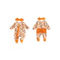 thumbnail image 2 of RUINIXCW Newborn Baby Girl Halloween Outfit Fall Winter Clothes Footed Romper Funny Bat Bow Print Long Sleeve Ruffled Zip Up Footie Jumpsuit Headband, 2 of 10