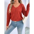 thumbnail image 6 of Women'S Crochet Sweater Top Hollow Out Long Sleeve Pullover Tops Fall Outfits Fashion Orange-Red M, 6 of 9