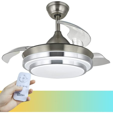 

Bella Depot Retractable Ceiling Fan with Lights and Remote 36 Retractable Fan Ceiling Light Ceiling Fans with 3 Color Change Timing Options Silent Noiseless for Dining Room Bedro