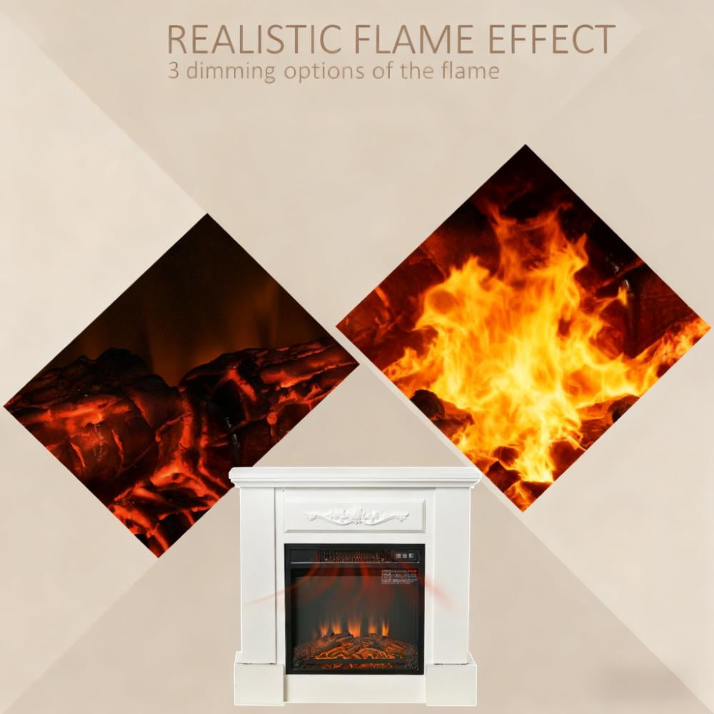 31" Electric Fireplace Mantel, Wood Entertainment Center with Electric Fireplace Heater and Remote Control, Elegant Tall TV Stand Suitable for Living Room, Bedroom