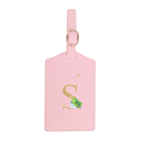 Unique Bargains 1 Pc Letter S Luggage Tag for Travel Pink PU