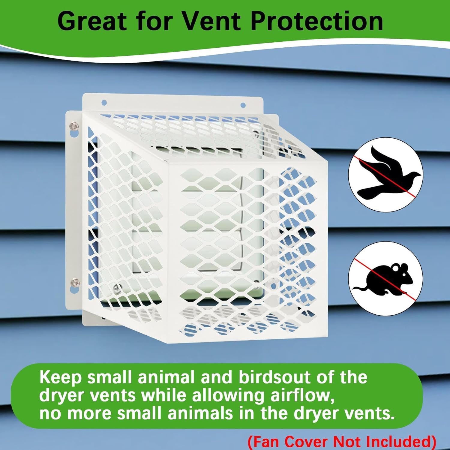 Navellon Dryer Vent Bird Guard for 5-6" Exhaust Fan, Steel Ventilation Cage, White (2 Pcs)