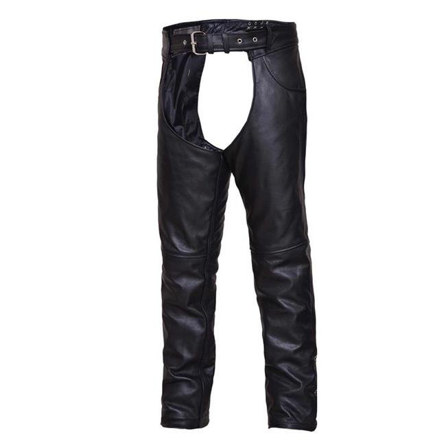 Tall Unisex Premium Leather Jean Pocket Motorcycle Chaps&#44; Black - 4XL - image 1 of 1