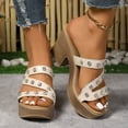 thumbnail image 2 of Sandales à Plateforme à Strass pour Femmes Été 2025 Tendance Bling à Talon Haut Épais à Enfiler Mules de Robe, 2 of 7