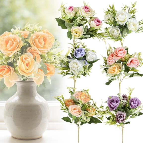 Artificial Cemetery Flower Memorial Bouquet, Plastic Decorative Flower 32cm for Hanging Window Box Home Table Centerpieces Decor A