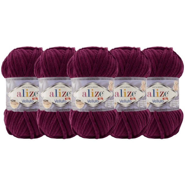 ESTAMBRE VELLUTO ALIZE TIPO CHENILLE CON 5PZAS DE 100GRS C/U MISMO COLOR