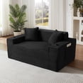 thumbnail image 3 of Leumius Cloud Sofa,2 Seater Boneless Couch with Cupholders,Upholstered Corduroy Fabric Modern Loveseat with Deep Seats for Living Room Bedroom,Black, 3 of 7