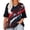 Deep Red, variant on Plus Size Women's Ruffled Three-Quarter Sleeve V-Neck T-Shirt - Patriotic Print Casual Top for Summer, Date Nights & 4th of July Events ,Black 2XL